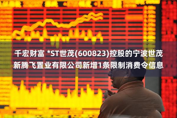 千宏财富 *ST世茂(600823)控股的宁波世茂新腾飞置业有限公司新增1条限制消费令信息