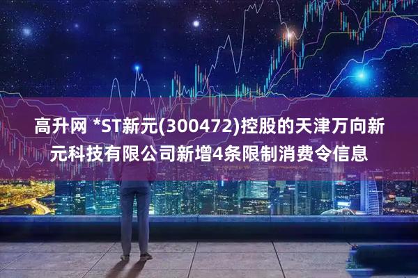 高升网 *ST新元(300472)控股的天津万向新元科技有限公司新增4条限制消费令信息