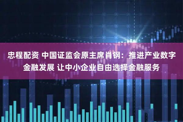 忠程配资 中国证监会原主席肖钢：推进产业数字金融发展 让中小企业自由选择金融服务