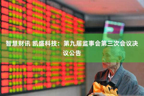 智慧财讯 凯盛科技：第九届监事会第三次会议决议公告